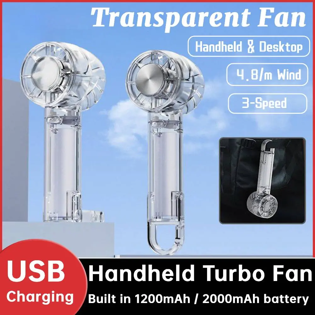 ﻿ USB Rechargeable Mini Personal Fan Portable High Speed Cooling Fans 3 Speeds Cooling Handheld Fans for Travel Camping Outdoor