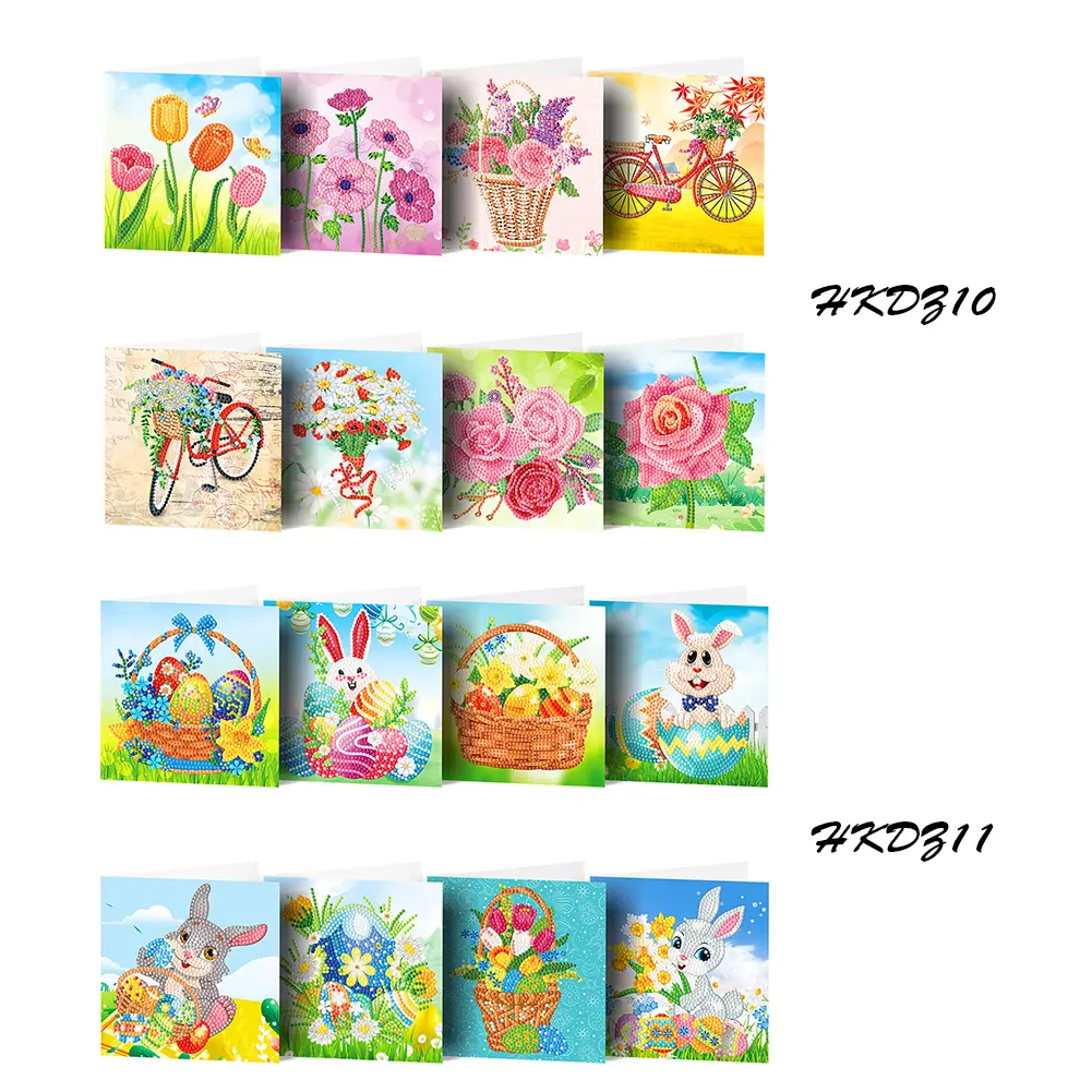8pcs Diamond Painting Mosaic Greeting Cards Set 5D DIY Special-shaped Partial Drill Mosaic Thanks Birthday Postcards Party Gifts