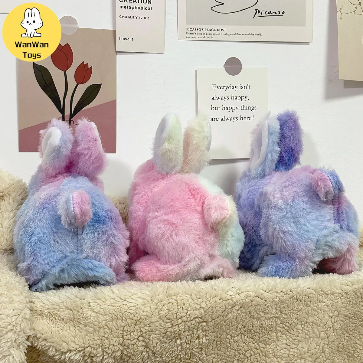 Electric plush toy bunny Easter gift for children men and women birthday camouflage random bunny birthday gift