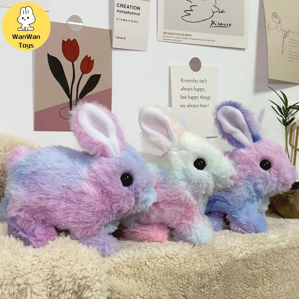 Electric plush toy bunny Easter gift for children men and women birthday camouflage random bunny birthday gift