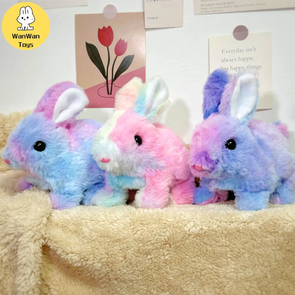Electric plush toy bunny Easter gift for children men and women birthday camouflage random bunny birthday gift