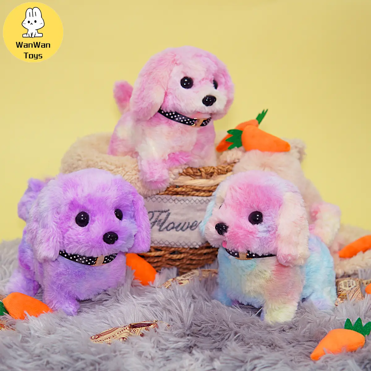 Plush electric puppy simulation pet dog can walk Teddy dog ​​Golden Retriever Bichon Frize dog children can bark run and rock