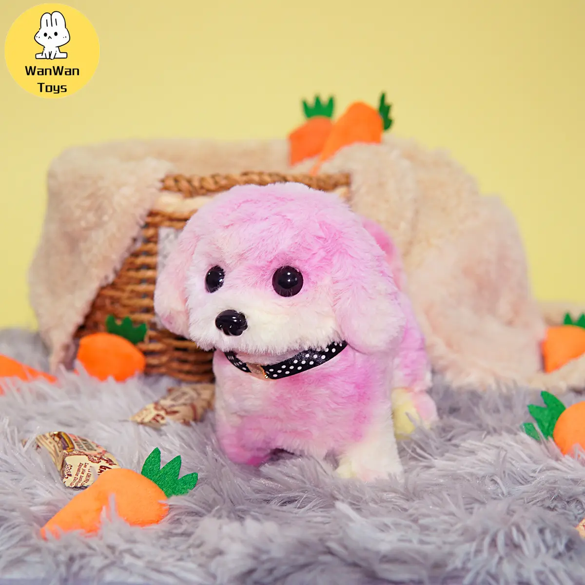 Plush electric puppy simulation pet dog can walk Teddy dog ​​Golden Retriever Bichon Frize dog children can bark run and rock