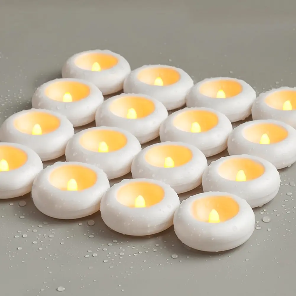 16 Pack 2.87 Inch Floating Tealight Battery Operated Waterproof Tea Light Flickering for Pool/Bathtub/Hot Bath/Wedding Decor