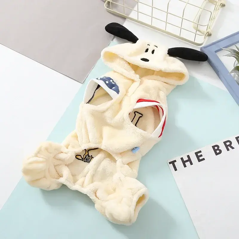 Snoopy Pet Dog Clothes Autumn and Winter Warm Dog Jacket Ears Four Feet Plush coat