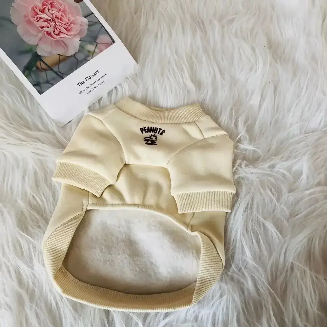 Snoopy Autumn and Winter Pet Clothes Dog Cute Sweater Jacket Dog Clothes Dog Cute Pet Flocked Sweater Flocked coat