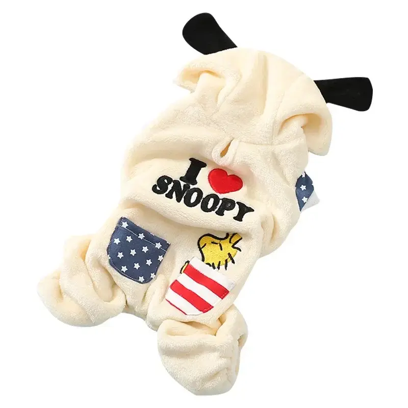 Snoopy Pet Dog Clothes Autumn and Winter Warm Dog Jacket Ears Four Feet Plush coat