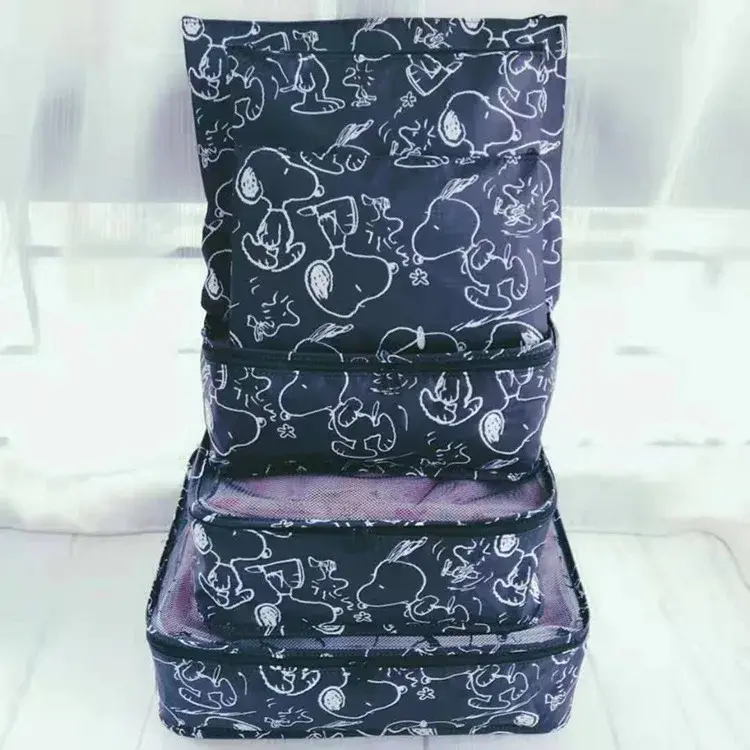 6pcs Snoopy Waterproof Travel Storage Bag Clothes Storage Set Handbag Travel Bag Coin Purse Underwear Bag Organizer
