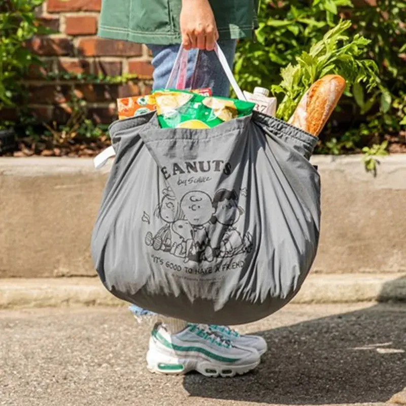 Snoopy Folding Shopping Bag Cartoon Y2K Dog Large Capacity Environmental Protection Shopping Storage Shoulder Bag Handbag