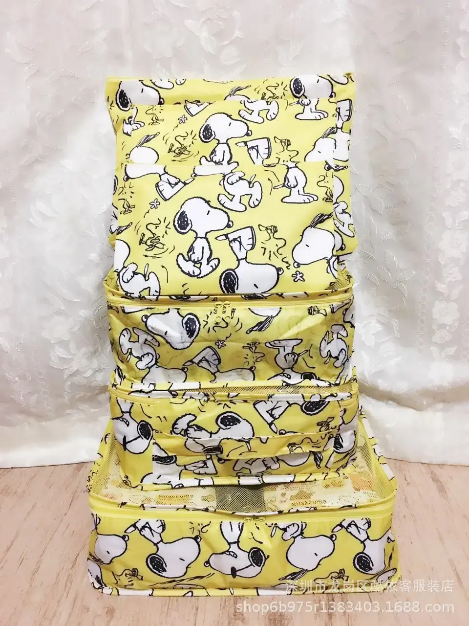 6pcs Snoopy Waterproof Travel Storage Bag Clothes Storage Set Handbag Travel Bag Coin Purse Underwear Bag Organizer