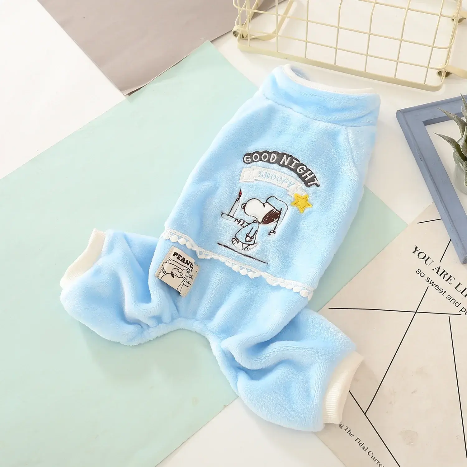 Snoopy Fall & Winter Pet Clothes Jacket Double Flannel Embroidered Pants Pet Dog Clothes coat