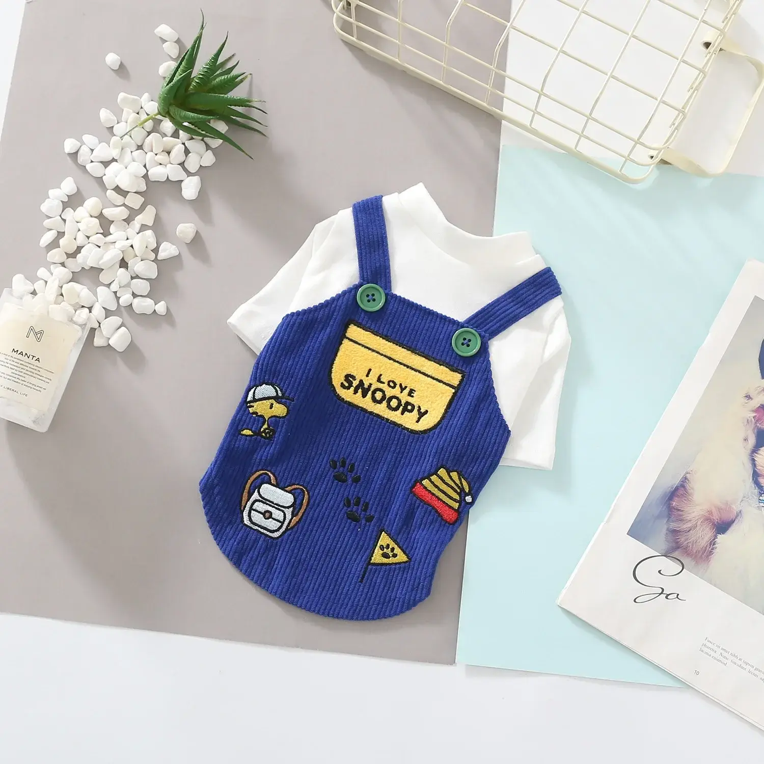 snoopy Summer New Cute Pet Cartoon Embroidered Dog Two-legged Clothes Pet Clothes Dog Clothes coat
