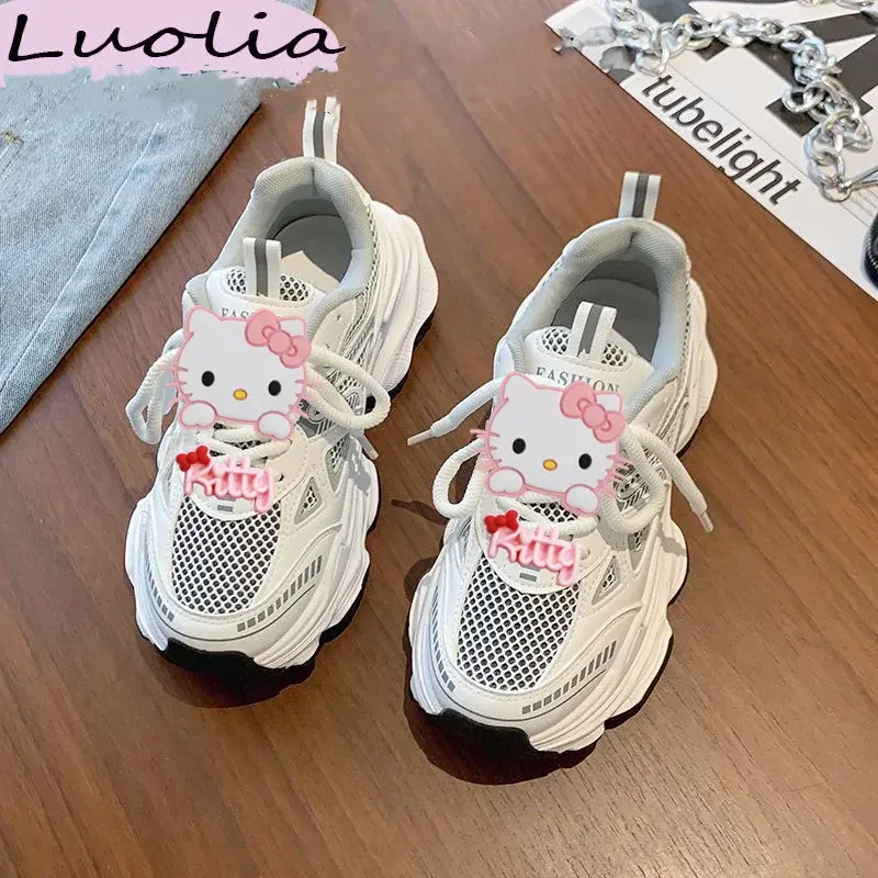 Sanrio hello kitty spring women Summer new dad casual shoes kuromi fashion casual sneakers my melody platform mesh running shoes