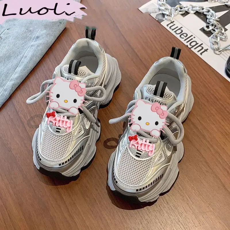 Sanrio hello kitty spring women Summer new dad casual shoes kuromi fashion casual sneakers my melody platform mesh running shoes