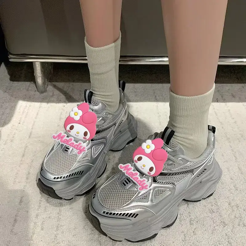 Sanrio hello kitty spring women Summer new dad casual shoes kuromi fashion casual sneakers my melody platform mesh running shoes