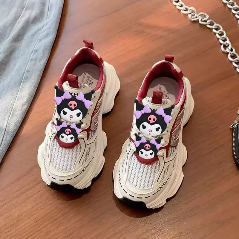 Sanrio women's new spring and summer 2025 mesh breathable heightening sneakers hello kitty running shoes platform casual shoes
