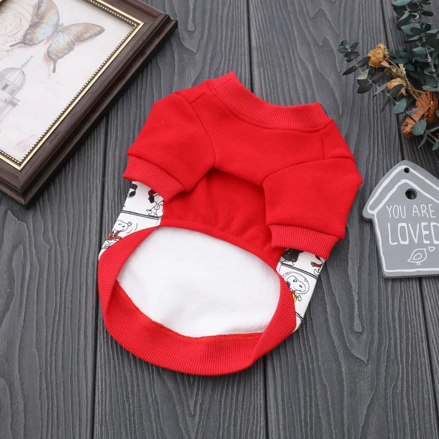 Snoopy Autumn and Winter Cartoon Pet Dog Clothes coat Dog Clothes New Fleece Warm Dog Two-legged Jacket