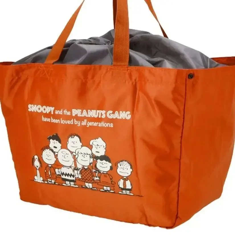 Snoopy Tote Drawstring girl boy Travel Shoulder Bag handbag Large Capacity Foldable Green Bundle Supermarket Shopping Bag