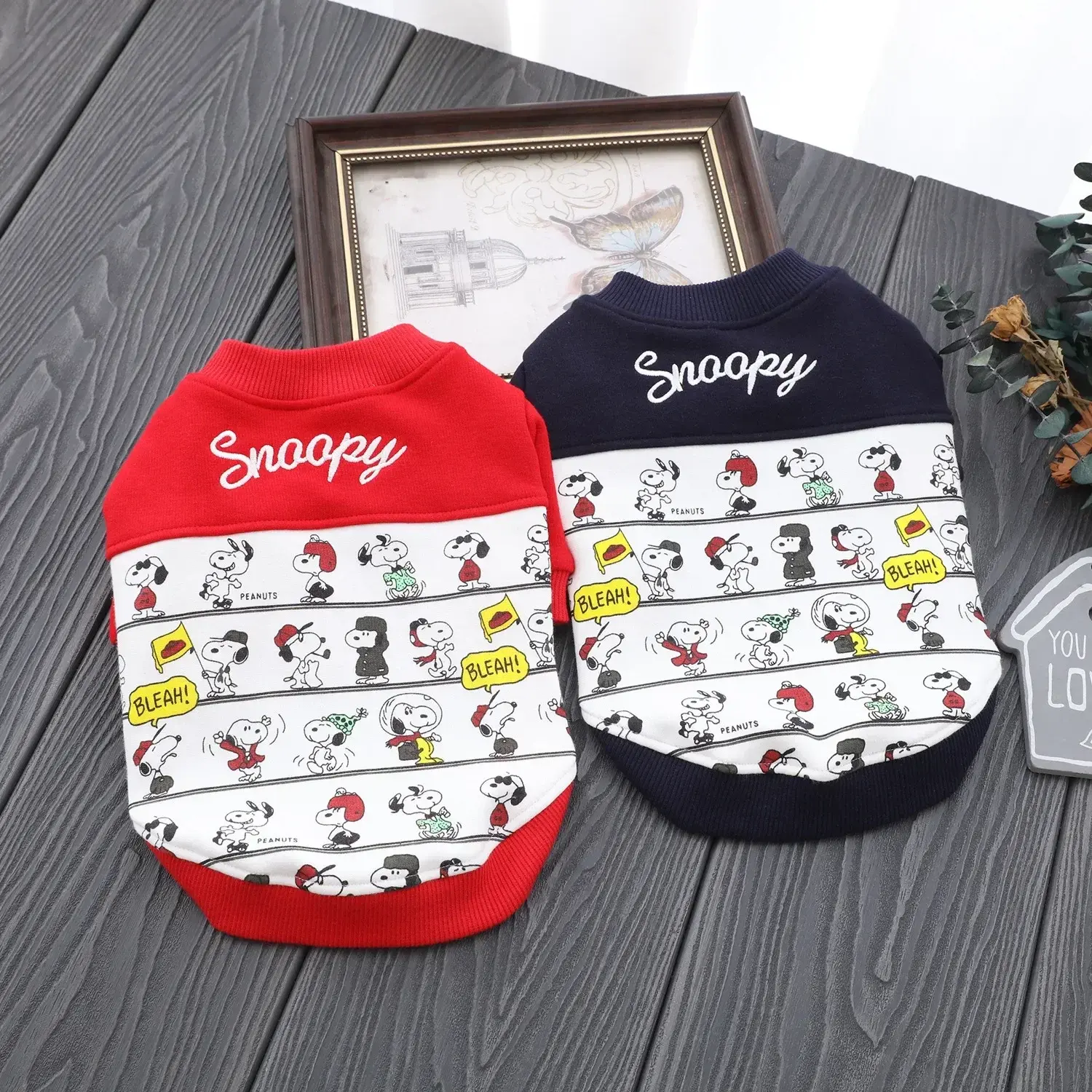 Snoopy Autumn and Winter Cartoon Pet Dog Clothes coat Dog Clothes New Fleece Warm Dog Two-legged Jacket