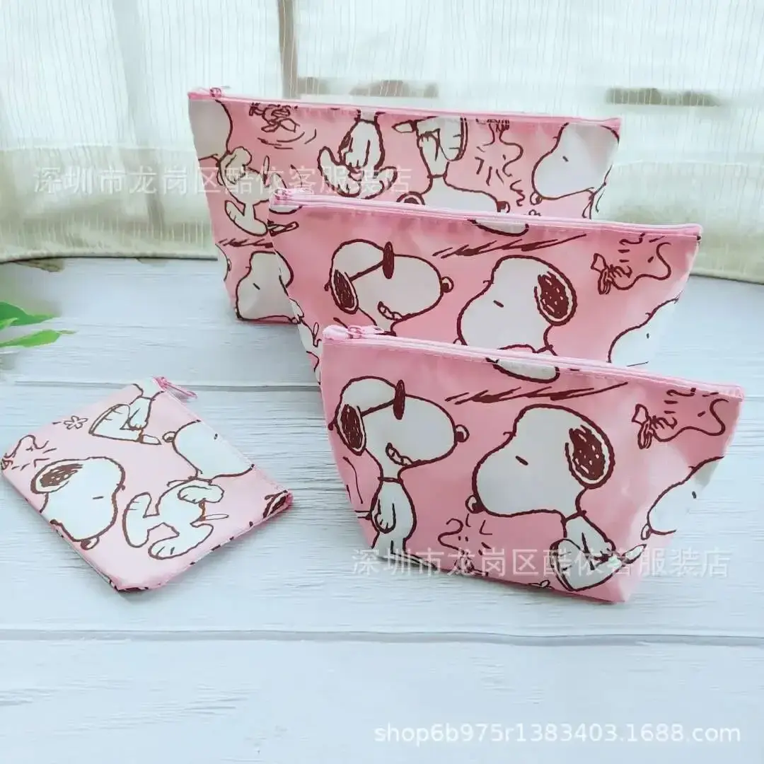 4pcs Cartoon Snoopy Waterproof Cosmetic Bag Cosmetics Travel Classification Storage Bag Waterproof Clutch Coin Purse