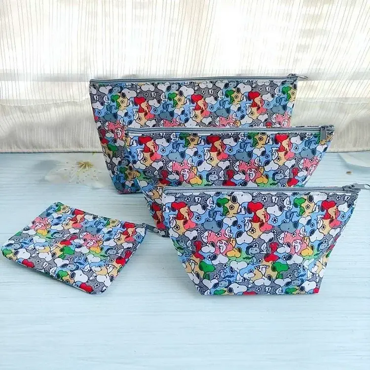 4pcs Cartoon Snoopy Waterproof Cosmetic Bag Cosmetics Travel Classification Storage Bag Waterproof Clutch Coin Purse