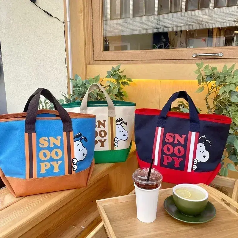 Snoopy New Cartoon handbag Cute Canvas Cross Body Bag Color Block Shoulder Bag Tote Bag Fashion Large Capacity messenger bag