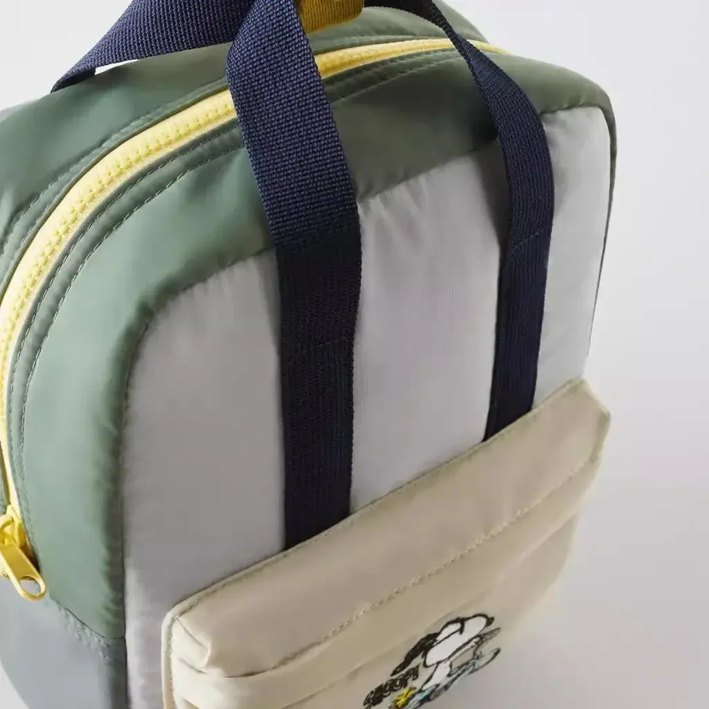 Snoopy Nylon Colorblock Green Backpack Embroidered childrens Schoolbag Girls Boys Baby Shoulder Bag Fashion Handbag