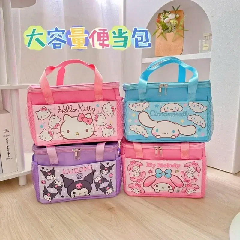 Sanrio hello kitty aluminum foil thermal bag student lunch box bag kuromi work storage handbag thermal Bento bag