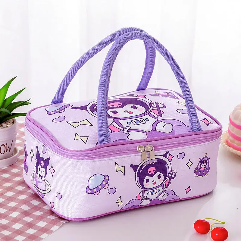 Sanrio hello kitty student insulated lunch box bag kuromi boys and girls children tote cartoon lunch Bento bag handbag