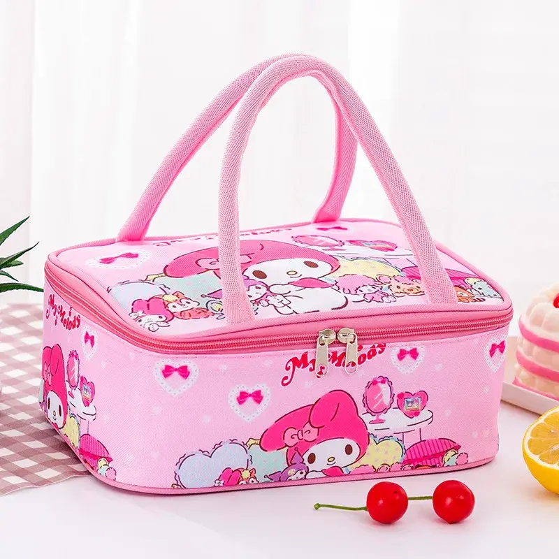 Sanrio hello kitty student insulated lunch box bag kuromi boys and girls children tote cartoon lunch Bento bag handbag