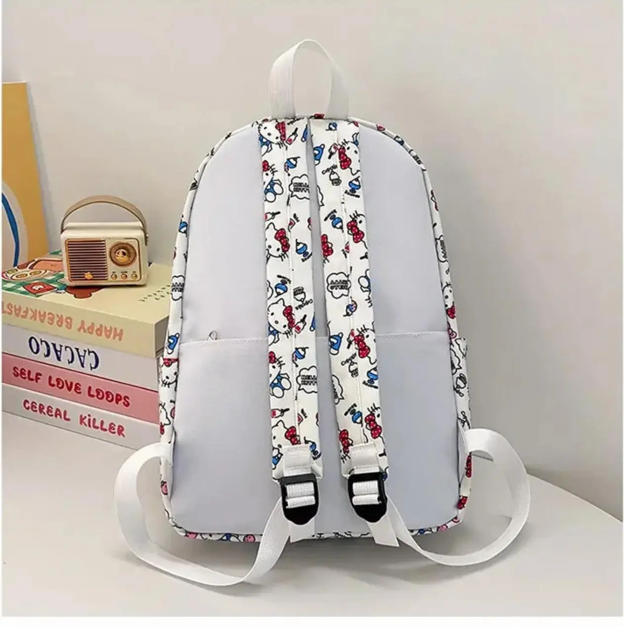 Sanrio hello kitty Student Schoolbag Large Capacity Backpack Y2K Graffiti Boys and Girls Travel Bag Handbag shoulder bag
