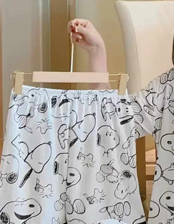 Snoopy Spring and Summer Women's Pajamas Cartoon Fashion Cute Short Sleeve Pants sleepwear T-shirt Home clothes