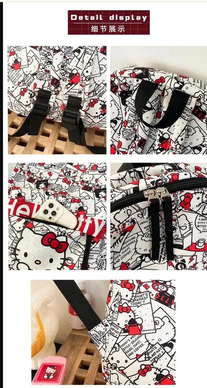 Sanrio Student Backpack Campus Cartoon  Shoulder Travel storage Bag hello kitty Graffiti boy girl Schoolbag handbag