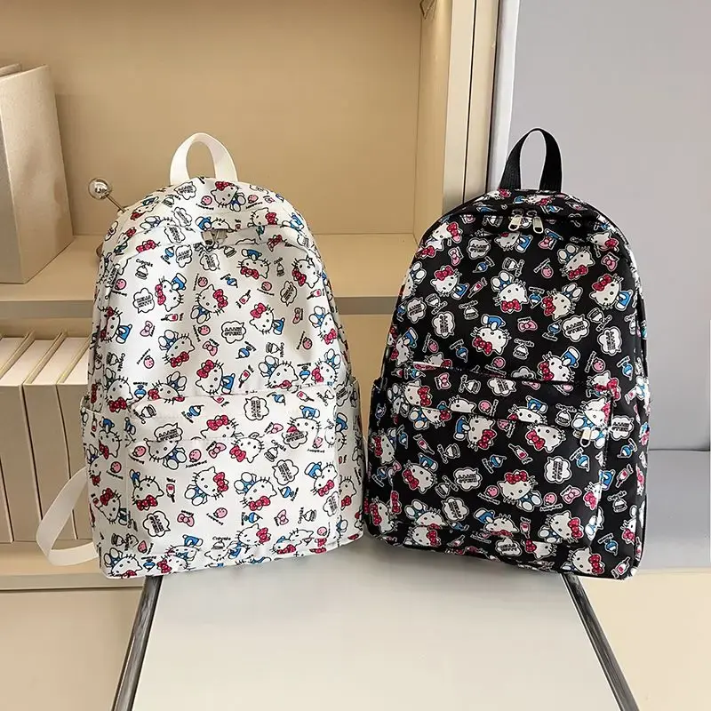 Sanrio hello kitty Student Schoolbag Large Capacity Backpack Y2K Graffiti Boys and Girls Travel Bag Handbag shoulder bag