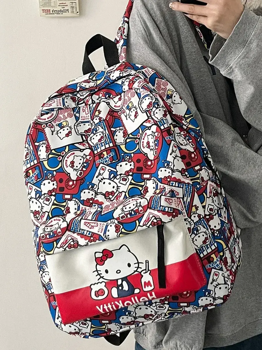 Sanrio Student Backpack Campus Cartoon  Shoulder Travel storage Bag hello kitty Graffiti boy girl Schoolbag handbag