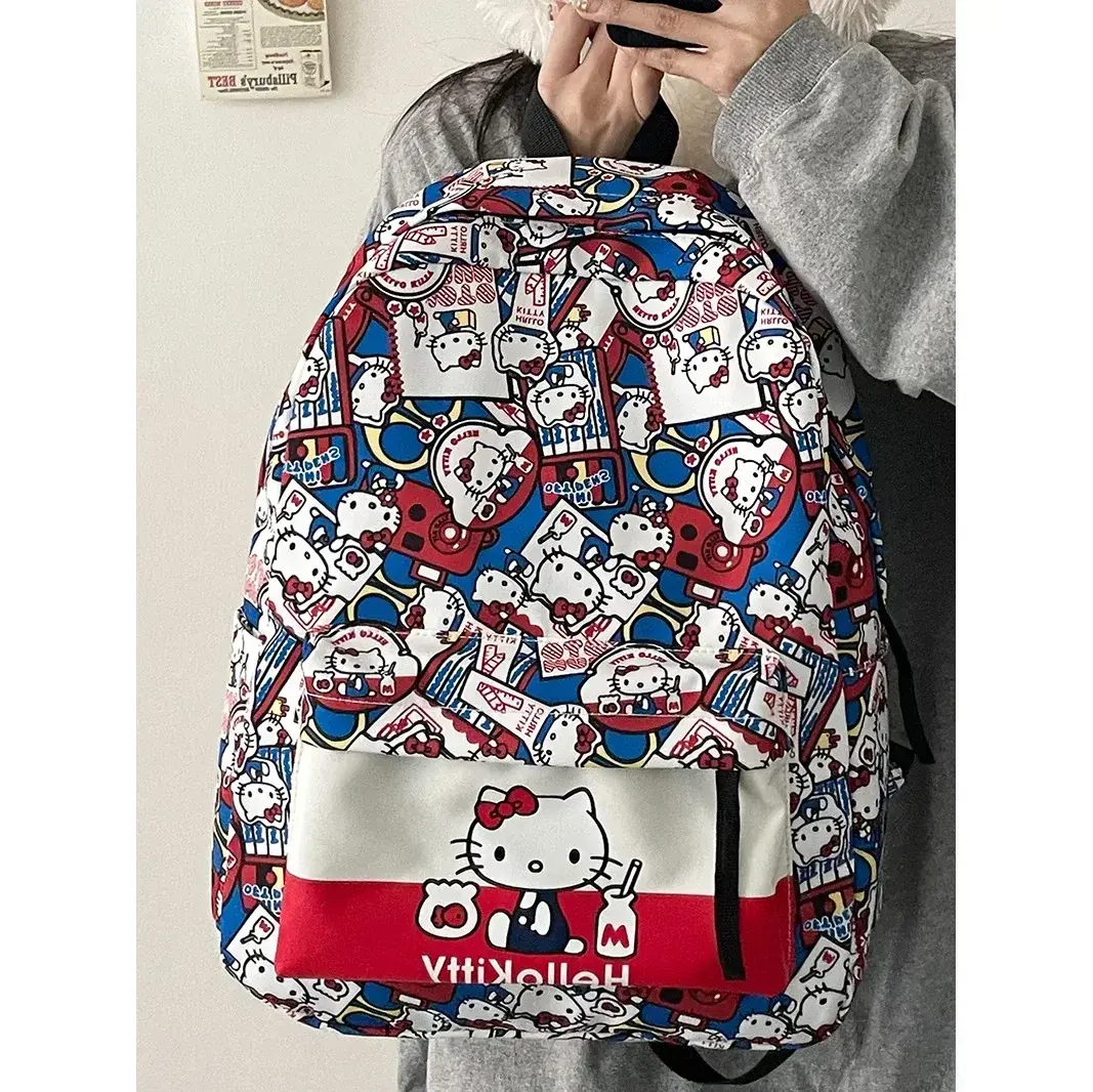 Sanrio Student Backpack Campus Cartoon  Shoulder Travel storage Bag hello kitty Graffiti boy girl Schoolbag handbag