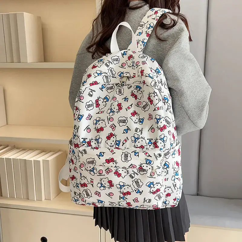 Sanrio hello kitty Student Schoolbag Large Capacity Backpack Y2K Graffiti Boys and Girls Travel Bag Handbag shoulder bag