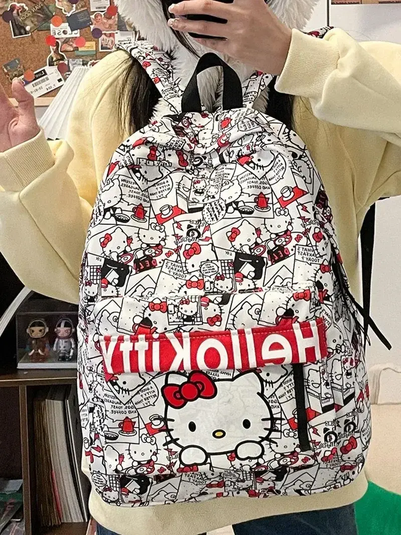Sanrio Student Backpack Campus Cartoon  Shoulder Travel storage Bag hello kitty Graffiti boy girl Schoolbag handbag