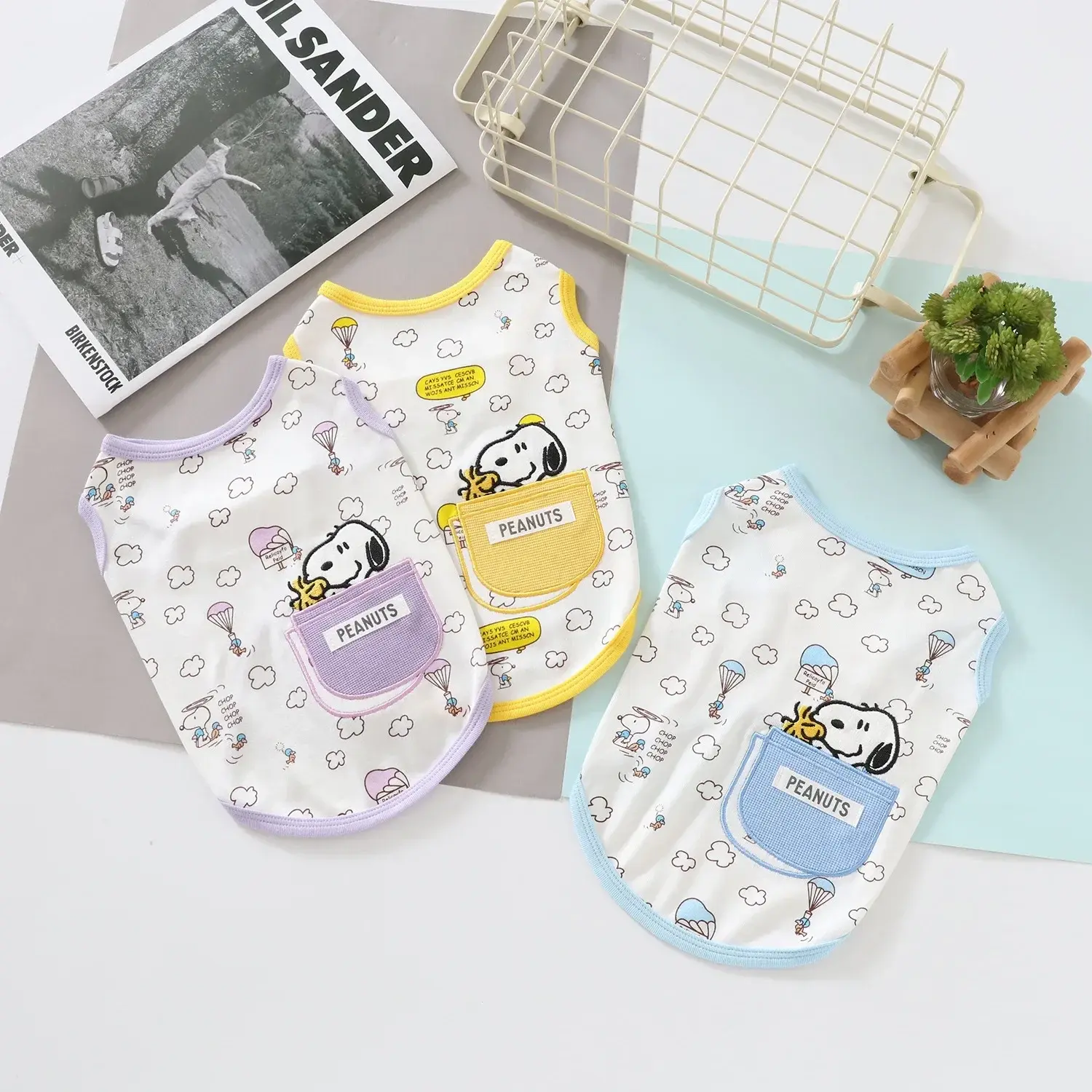 Snoopy Spring Summer Short Sleeve T-Shirt Pet Clothes Cartoon Cute Dog Clothes Pet Vest