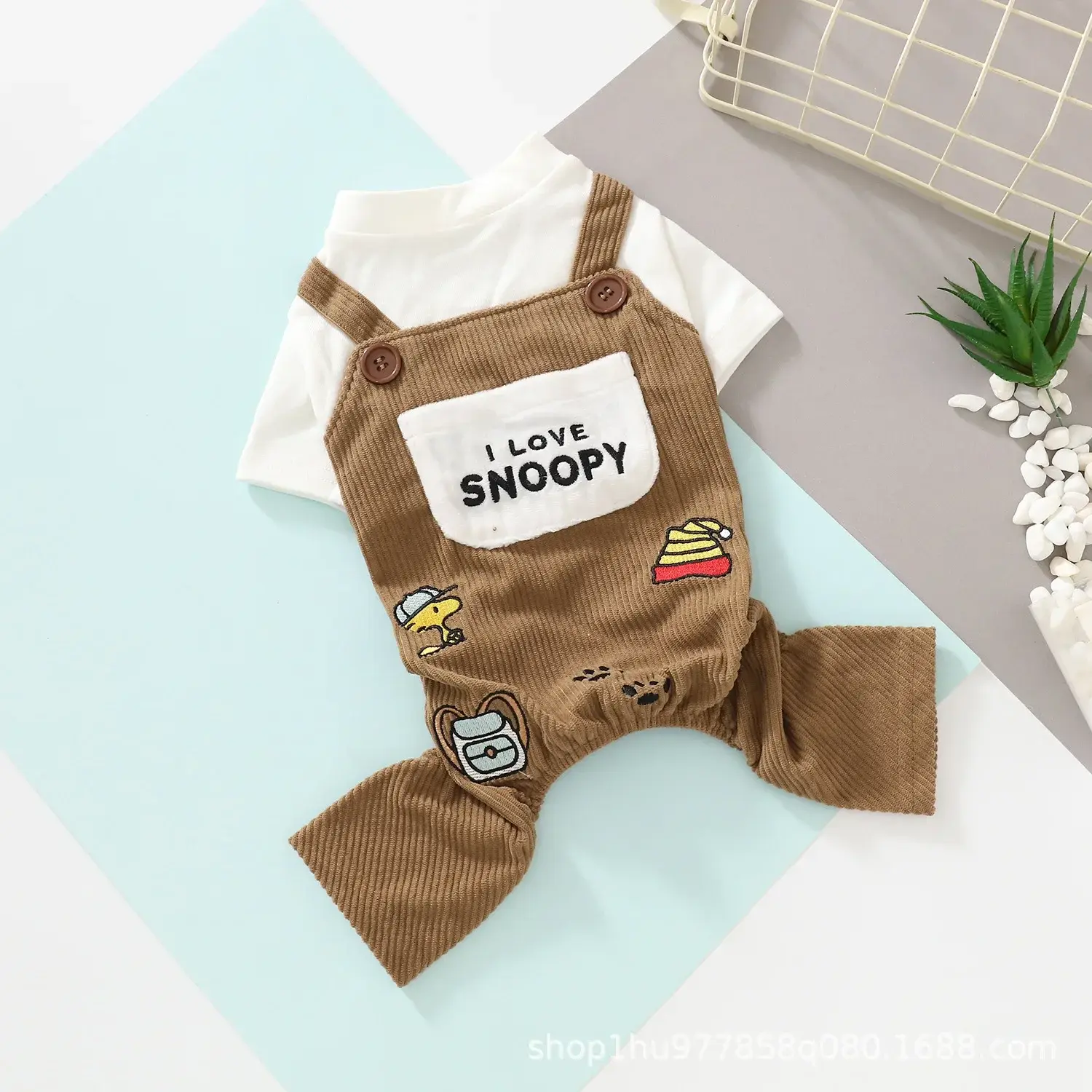 Snoopy New Cute Pet Cartoon embroidery Dog Four-legged T-shirt Short Sleeve Spring, Autumn and Summer Pet dog Clothes