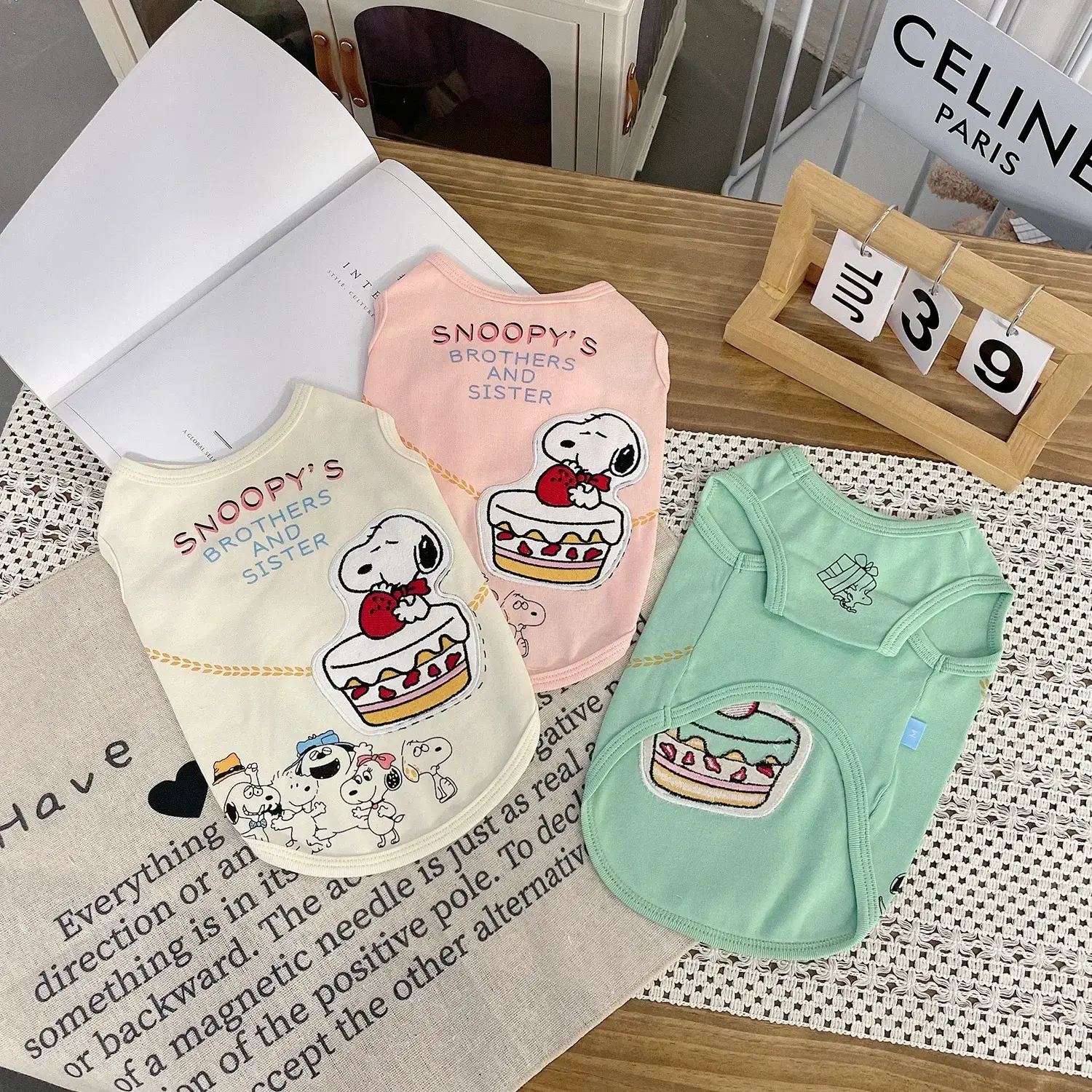 Snoopy Spring Summer Short Sleeve T-Shirt Pet Clothes Cartoon Cute Dog Clothes Pet Vest