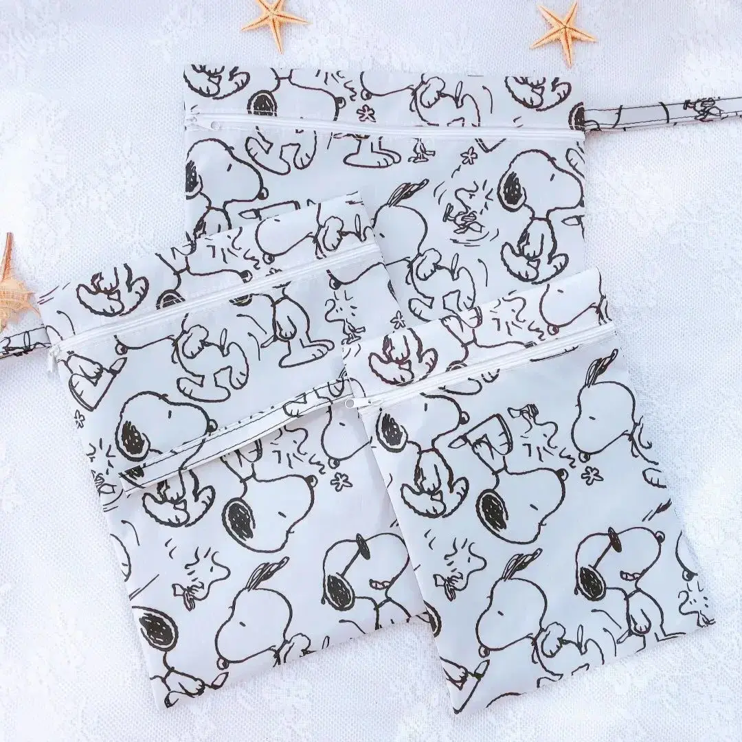 3pcs Snoopy Document bag Waterproof underwear Sock HandbagTravel  packing bag Baby bottle Diaper towel Storage bag