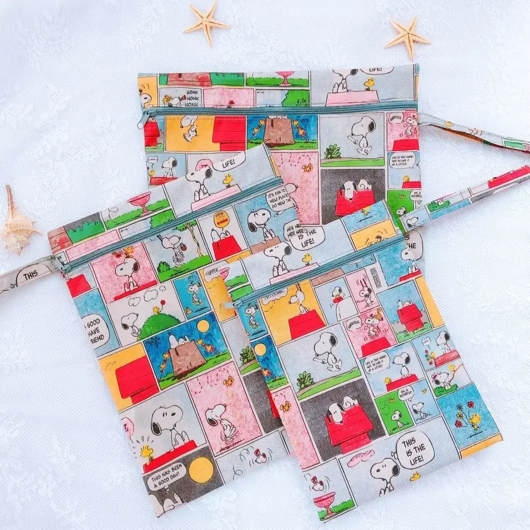 3pcs Snoopy Document bag Waterproof underwear Sock HandbagTravel  packing bag Baby bottle Diaper towel Storage bag