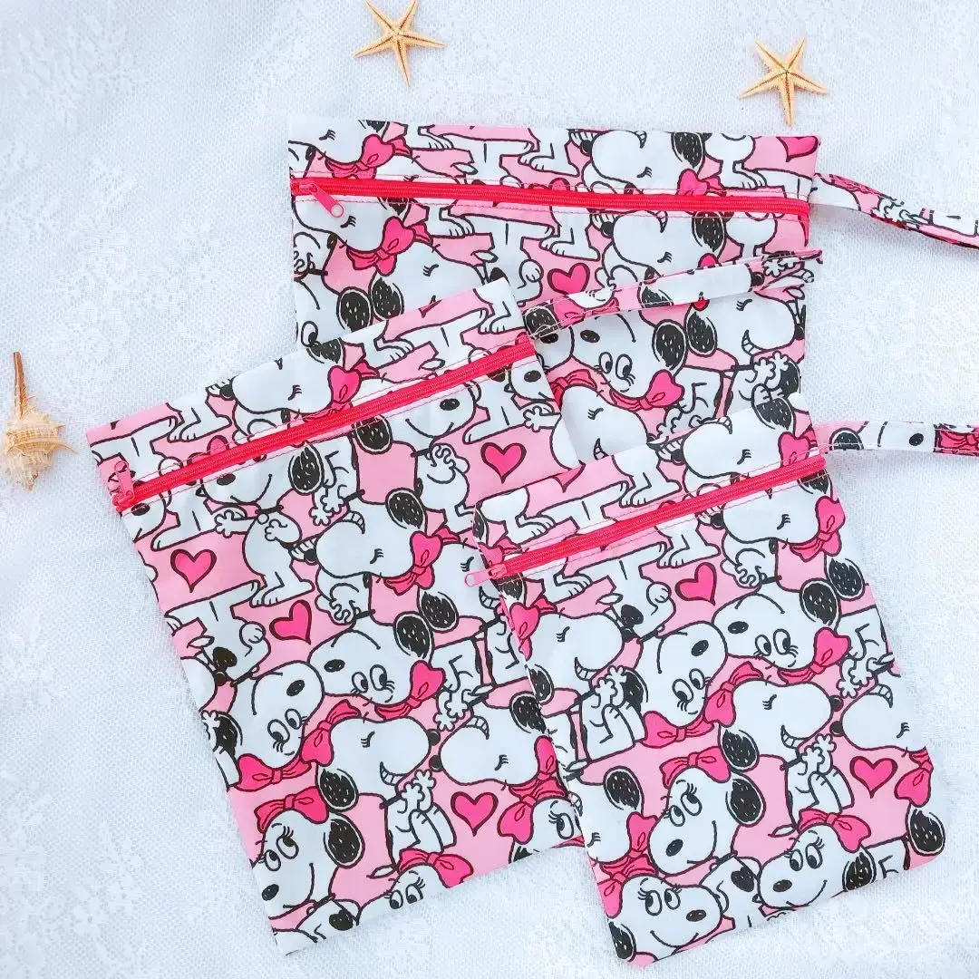 3pcs Snoopy Document bag Waterproof underwear Sock HandbagTravel  packing bag Baby bottle Diaper towel Storage bag