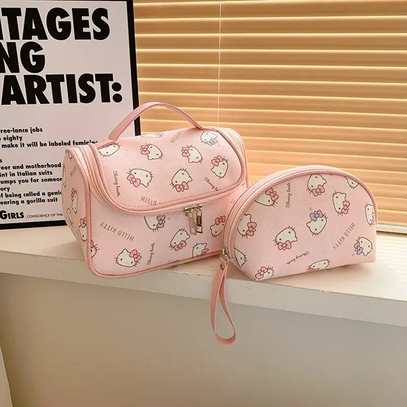 Sanrio hello kitty makeup cosmetic bag cute cartoon wash bag student travel storage bag handbag
