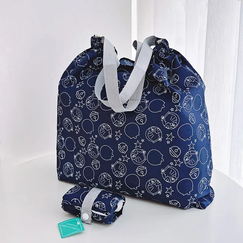 Doraemon handbag Cartoon Organ Pleated Eco-friendly Shopping Bag Travel Storage Bag Ultra Light Portable Shoulder Bag