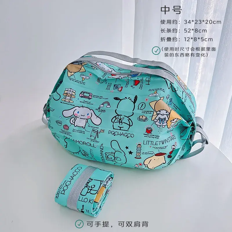 Sanrio hello kitty with snap cute eco-friendly storage shopping bag travel business ultralight shoulder bag kuromi handbag tote