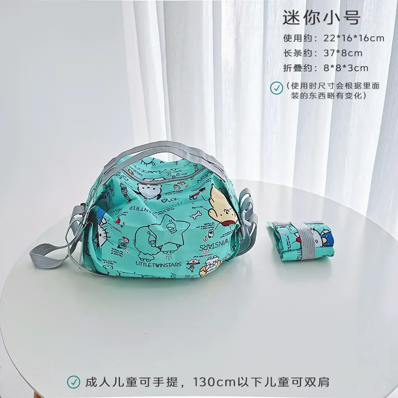 Sanrio hello kitty with snap cute eco-friendly storage shopping bag travel business ultralight shoulder bag kuromi handbag tote