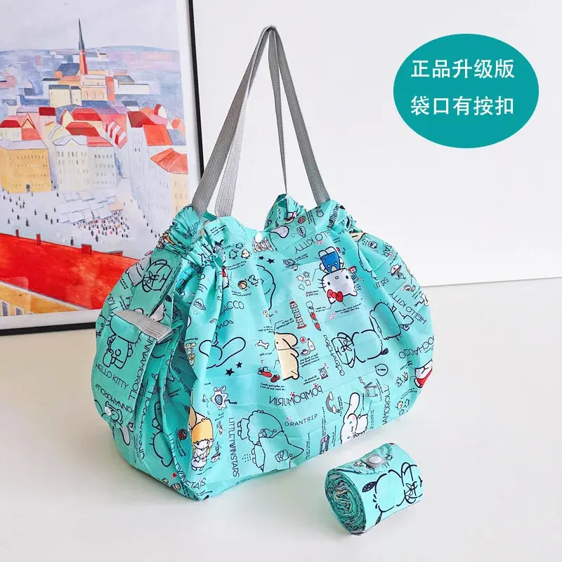 Sanrio hello kitty with snap cute eco-friendly storage shopping bag travel business ultralight shoulder bag kuromi handbag tote