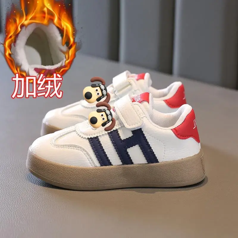 Student  Fall and Winter New Fleece Running  Sports Shoes Sneakers Snoopy Girls' and Boys' Casual Shoes Children's Board Shoes